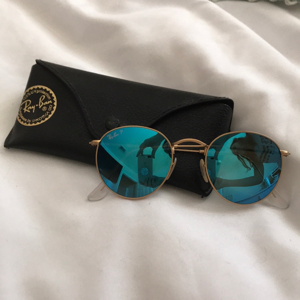 Blue lenses round RayBans 50mm